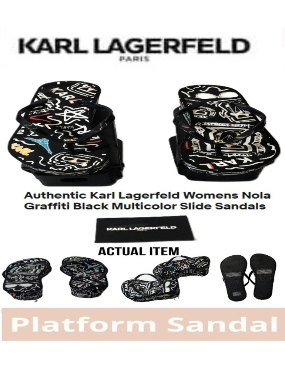 🛑 KARL LAGERFELD Paris ➕ Nola Graffiti 🆒 SHOES Platform SANDALS 💸BUY NOW‼️
